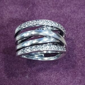 Pandora 925 ALE Stamped Entwined Sterling Silver Ring/Multiple CZ's